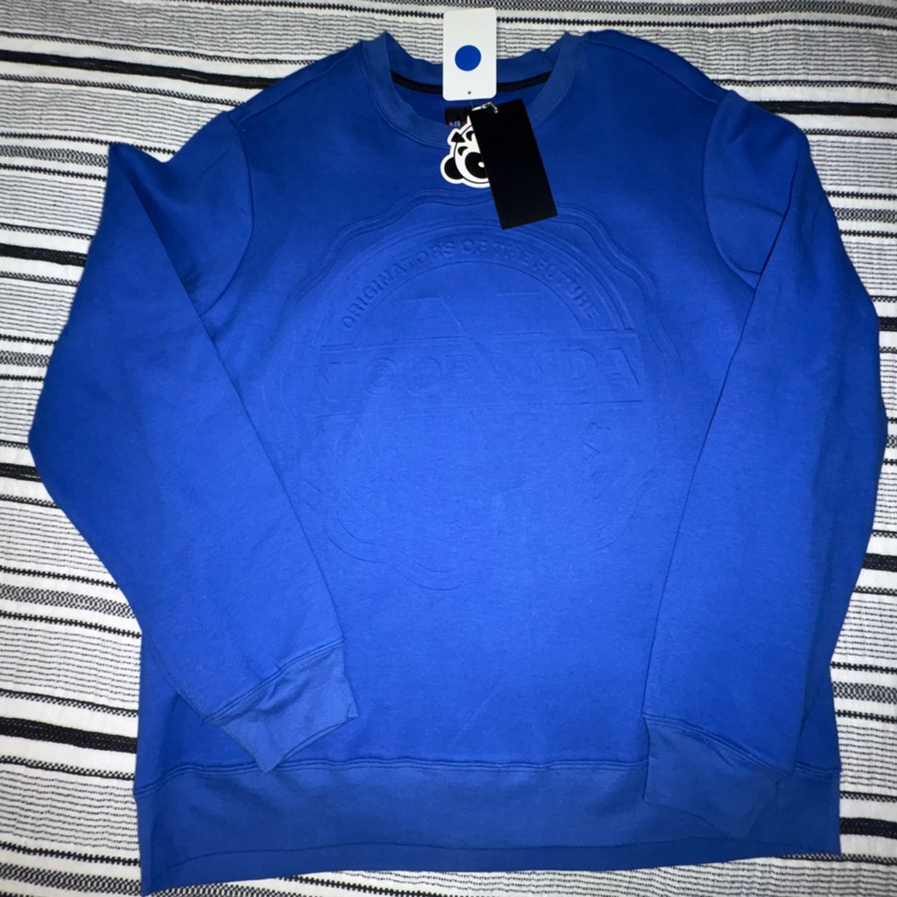 Nicopanda Sweatshirt Stay Cute or Die Blue Embossed Logo Mens L NWT‎